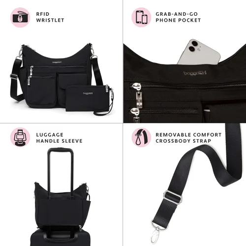 Vista 3 de Baggallini Modern Everywhere Bagg - Water-resistant Lightweight Hobo Crossbody Bag for Women - Easy-Access Phone Pocket