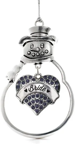 Vista 55 de Inspired Silver - Fuerza Aérea - Adorno de Navidad plateado - Adorno de árbol de Navidad con colgante de corazón azul con circonita cúbica