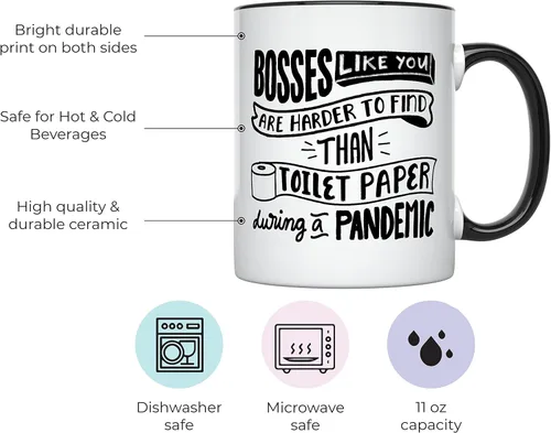 Vista 2 de YouNique Boss - Taza de café de 11 onzas, taza de café Worlds Best Boss para hombres y mujeres, taza divertida para jefe, regalos para el mejor jefe