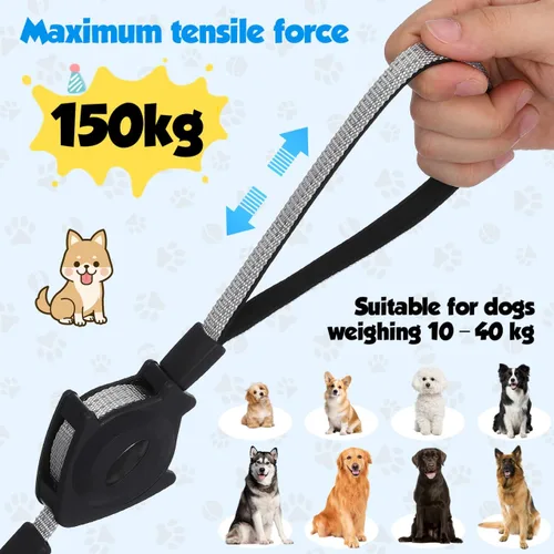 Vista 4 de Alipis Correa retráctil para perros pequeños, cuerda de tracción telescópica automática con mango ergonómico, agarre cómodo para entrenamiento