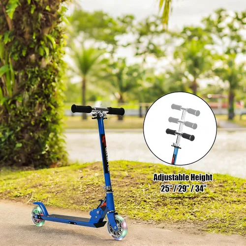 Vista 3 de Goplus Patinete plegable para niños, scooter de 2 ruedas con aluminio de lujo, freno de guardabarros trasero, altura ajustable, scooter deportivo