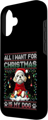 Vista 2 de Maltese Christmas Tree Lights Decorations Dog Lover Xmas Case for iPhone 16