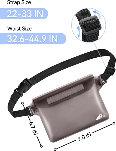 Vista 4 de HEETA Paquete de 2 riñoneras impermeables (negro y gris) con bolsas secas impermeables (negro, 40L)