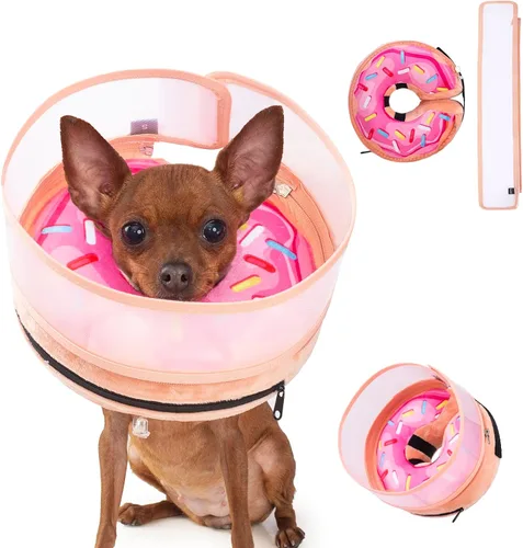 Vista 9 de Collar inflable para perro con forma de cono de perro con forma de dona de cuello suave mejorada antilamer para perros y gatos, collar de cono