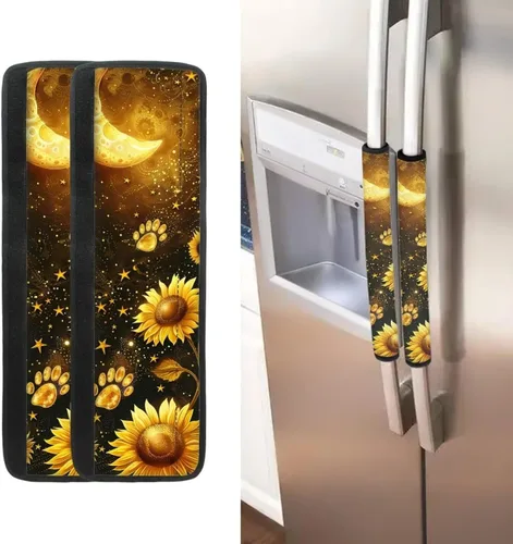 Vista 13 de Juego de 2 fundas para manija de puerta de refrigerador con estampado de copos de nieve de aguacate, protector de manija de puerta de cocina lavable
