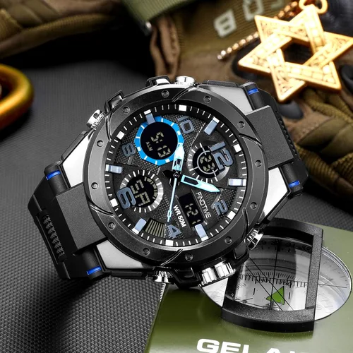 Vista 2 de findtime Relojes militares para hombre, reloj deportivo para hombre, táctico, resistente al agua, digital, deportivo, trabajo, analógico