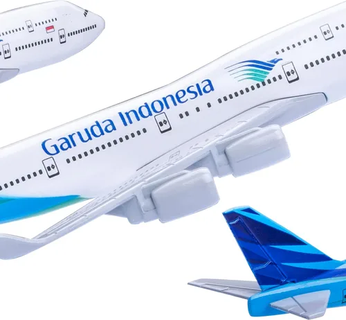 Vista 4 de Modelo a escala 1:400 avión fundido a troquel Boeing 747 de Indonesian Airlines para regalo
