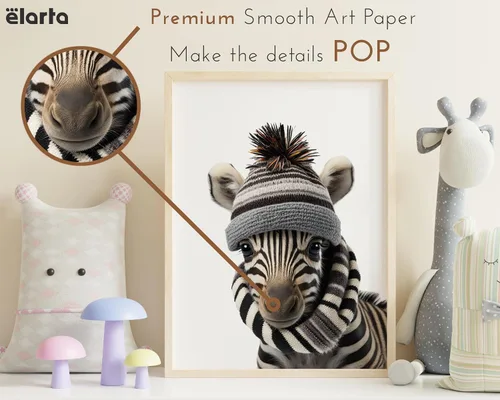 Vista 7 de Elarta Impresiones artísticas de pared de animales de guardería, género neutro para bebés, decoración de safari para niños y niñas
