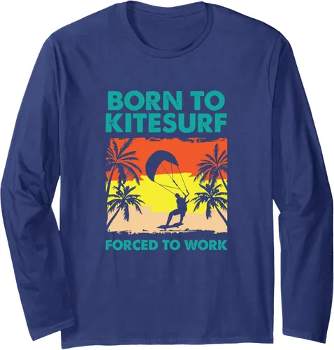 Vista 5 de Born To Kitesurf - Camiseta divertida de manga larga para kitesurf, Negro