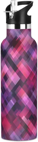 Vista 8 de Diamond Teal Royal Blue Double-Wall Insulation Reusable Water Bottle Insulated with Straw Lid BPA-Free Leak Proof for Sport Gym Outdoor Travel School
