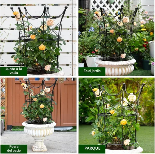 Vista 5 de Soportes de peonía para plantas de exterior, estacas de dalia de 18.5 x 22.9 pulgadas Negro