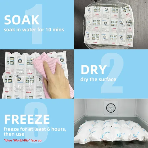 Vista 7 de WORLD-BIO Paquetes de hielo que envían hielo seco para envío de alimentos congelados, hojas flexibles de hielo frío para enfriadores, paquetes