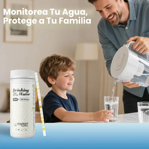 Vista 3 de TESPERT - Tiras de prueba de agua potable, 125 unidades, kit de prueba de agua de pozo de grifo para el hogar 30s Quick Screening 16 in 1 Water