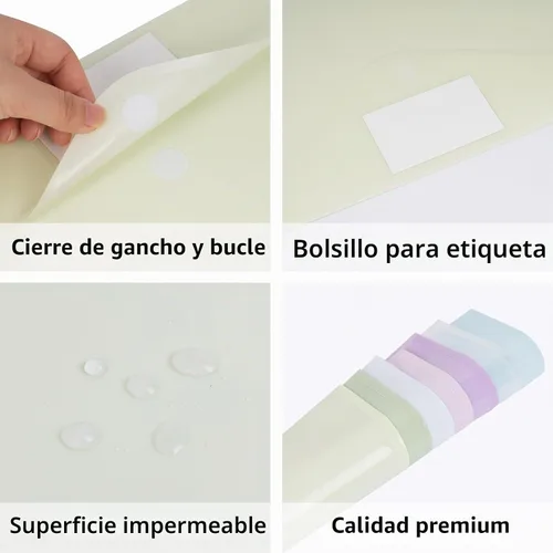 Vista 4 de EOOUT 7 sobres de plástico, carpetas de archivos de plástico para documentos, carpetas de archivos con cierre de con bolsillo para etiquetas