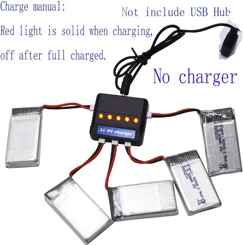 Vista 3 de Blomiky Paquete de 5 baterías Li-PO 25C MX2.0 de 3.7 V 800 mAh y caja de tablero 4 en 1 para Syma X5SW X5C-1 X5 X5C X5SC H42 T5W H5C CW4 SS40 FQ36