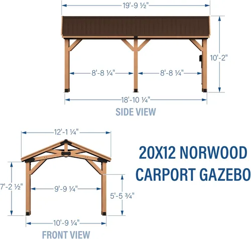 Vista 10 de Backyard Discovery Norwood - Cenador de madera de cedro de 20 x 12 pies con techo de acero duro