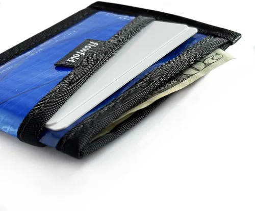 Vista 8 de Flowfold Billeteras de tela de vela reciclada, cartera con 3 bolsillos para tarjetas, billetera con bolsillo frontal, cartera delgada para tarjetas