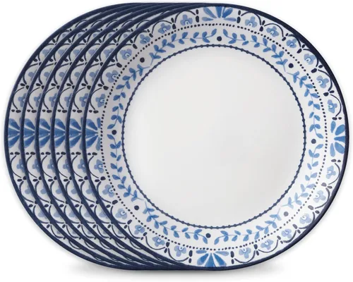 Vista 5 de Corelle Vitrelle - Juego de platos de aperitivos de 6 piezas, vidrio de triple capa y resistente a las astillas, 6 3/4 pulgadas, platos redondos