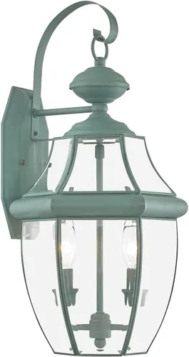 Vista 13 de Livex Lighting 2251-07 Monterey - Farol de pared de latón macizo con acabado en bronce de 2 luces para exteriores con cristal biselado transparente