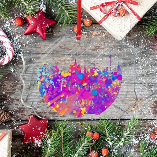 Vista 12 de Países Bajos Rotterdam Adornos de Navidad Países Bajos Rotterdam Acuarela Arte Paisaje urbano Adorno de Navidad Acrílico Colorido Horizonte