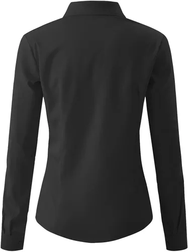 Vista 3 de Jonivey - Camisa de vestir de manga larga elástica con botones para mujer, suave, sin arrugas, para trabajo, casual, negocios, oficina