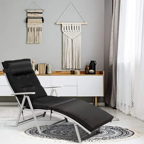 Vista 4 de COSTWAY 2 sillas reclinables plegables para exteriores, ligeras y ajustables de 7 engranajes, con almohada para el cuello, sin montaje, ideal