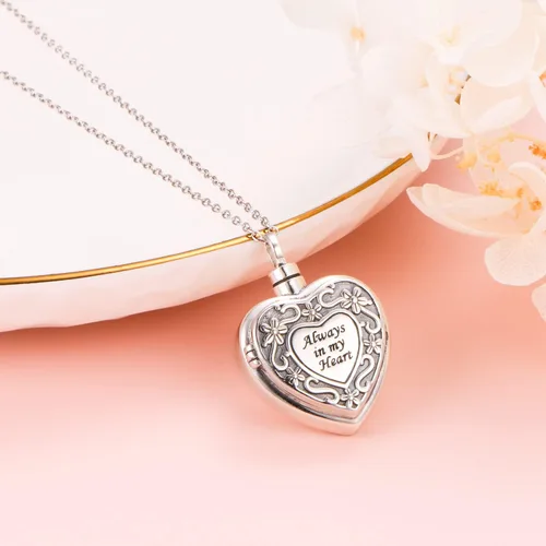 Vista 2 de Yearace - Collar de urna de fotos personalizado para cenizas, joyería de cremación para cenizas, collar conmemorativo de recuerdo de plata de ley