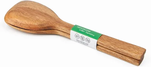 Vista 6 de Naturoom Servidores de ensalada de madera de acacia, utensilios de madera de 10 pulgadas para cocinar y cocina, juego de 2