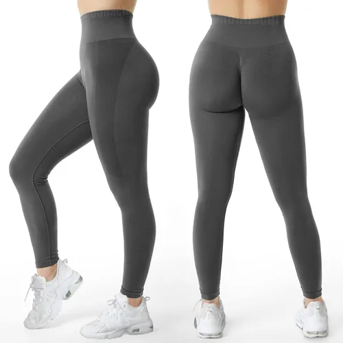 Vista 5 de MOHUACHI Leggings de entrenamiento con levantamiento de glúteos para mujer, pantalones de yoga de cintura alta, mallas sin costuras para gimnasio