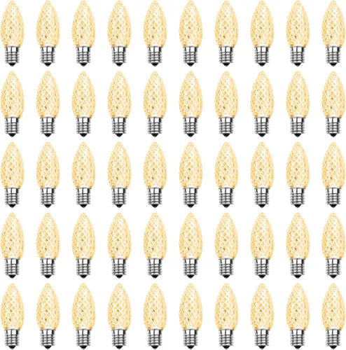 Vista 17 de Meconard Bombillas LED C9 de repuesto para Navidad, bombillas LED inastillables C9 para luces de Navidad para interiores y exteriores, base