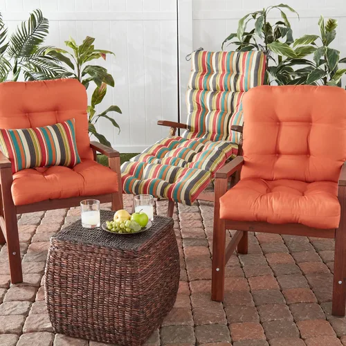 Vista 92 de Greendale Home Fashions Juego de 2 cojines de asiento y respaldo para exteriores, diseño Adobe Stripe 2