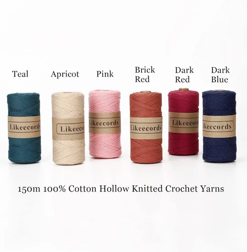 Vista 2 de Likeecords 100% Hilo de Ganchillo de Algodón Cordón de Bolsa de 2mm 170m Cordón de Macramé de 2mm Hilo de Crochet Cuerda de Macramé Regalo para Verde