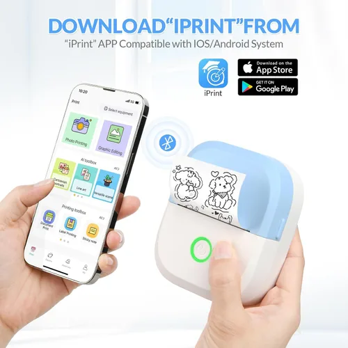 Vista 4 de mafiti Mini impresora adhesiva portátil térmica sin tinta inalámbrica Bluetooth para teléfono con dibujo AI, para notas de estudio, fotos, álbumes