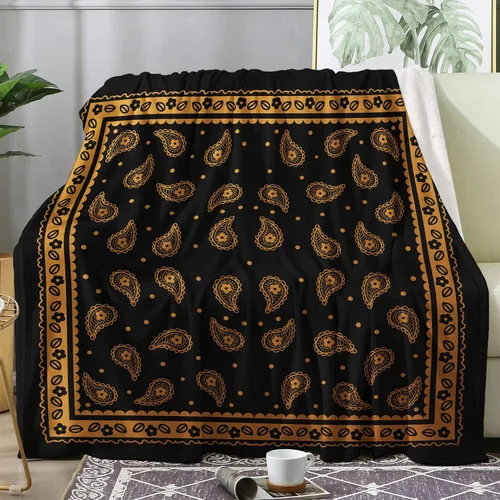 Vista 9 de Manta tipo bandana negra, manta de forro polar para sofá cama, mantas y mantas de cachemira, manta de franela de felpa súper suave y acogedora, 30 x