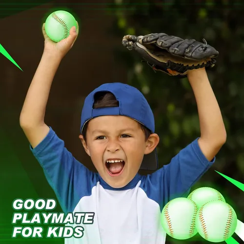 Vista 3 de Paquete de 3 pelotas de béisbol que brillan en la oscuridad, tamaño oficial, para juegos, regalo para niños, niñas y fanáticos, accesorios