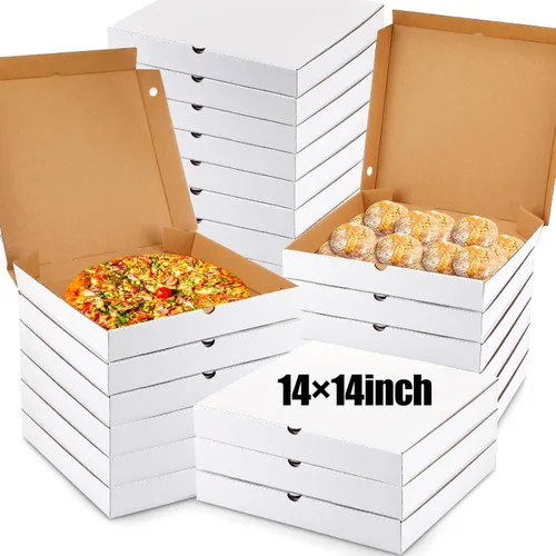 Vista 7 de PerKoop - 100 cajas de pizza a granel de cartón cuadrado, kraft, 12 pulgadas Papel kraft
