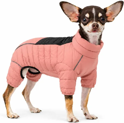 Vista 13 de Suéter para Perro ArmyGreen, Resistente al Viento, Reflectante - Chaqueta de Invierno Dirigible para S, M, L - Cremallera, Tallas Ajustables Verde