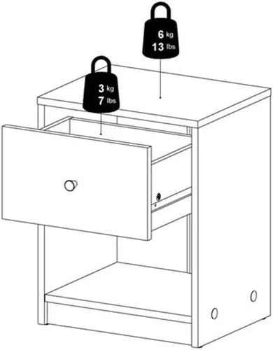 Vista 7 de Home Square Juego de muebles de dormitorio de diseño escandinavo de 4 piezas con baúl de 3 cajones, cómoda doble de 6 cajones y dos mesitas de noche