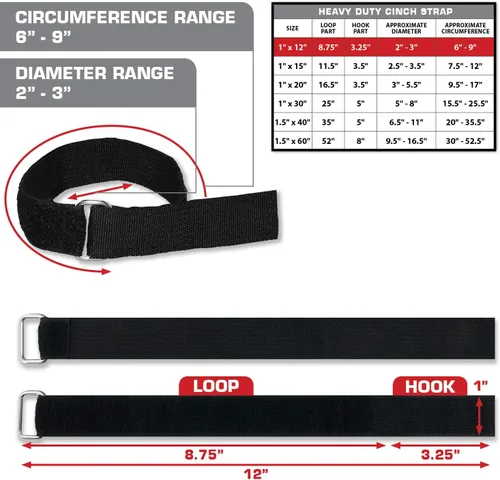 Vista 2 de Correas de cincha resistentes con hebilla de metal de acero inoxidable, gancho y bucle reutilizables y duraderos, correas de seguridad multiusos