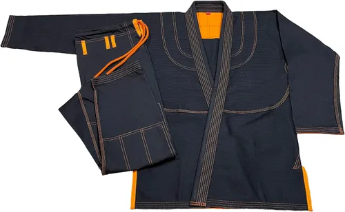 Vista 5 de Bjj Gi Con Puntada Naranja Bjj Gi Jiu Jitsu Kimonos Gi 100% Algodón Perl Tejido 450GSM