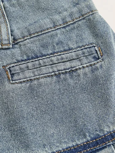 Vista 4 de Verdusa Minifalda de mezclilla plisada con volantes de cintura baja Y2K para mujer