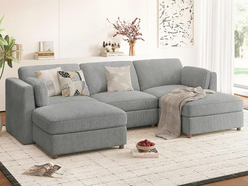 Vista 58 de CUGOAO Sofá biplaza extragrande de 83.5 pulgadas, sofás para sala de estar, sofá nube de felpilla de asiento profundo, sofá modular seccional, funda