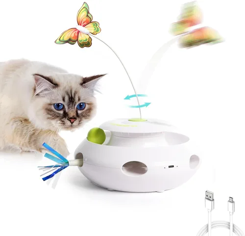 Vista 7 de ALL FOR PAWS Repuestos de mariposa para juguetes automáticos de gatos, mariposa aleteante realista, material de tela mejorado para un juego