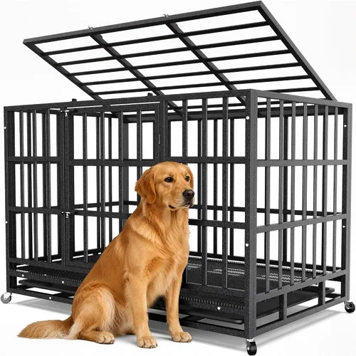 Vista 9 de Hiwokk Jaula para perros resistente de 38 pulgadas, perrera indestructible