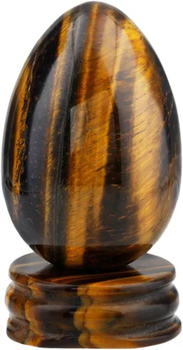 Vista 8 de TUMBEELLUWA Huevo tallado, cristal curativo, cuarzo, con soporte de piedra, figura de reiki, decoración del hogar, obsidiana