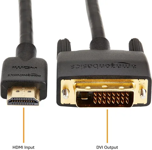 Vista 2 de Amazon Basics Cable adaptador HDMI a DVI, bidireccional 1080p, chapado en oro, 6 pies, negro, paquete de 36