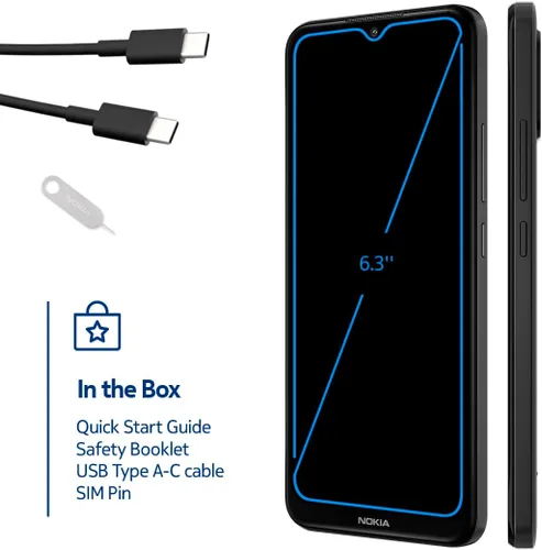 Vista 7 de Nokia C210 T-Mobile, AT&T, Cricket Android 13 Smartphone desbloqueado Batería para todo el día Versión estadounidense 3/32 GB Pantalla