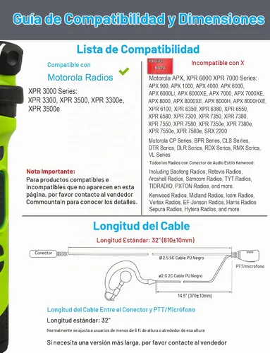 Vista 7 de commountain XPR 3500e XPR 3300e Auricular con Micrófono Compatible para Radios Motorola XPR3300e XPR3500e XPR3300 XPR3500, Auricular en Forma de G