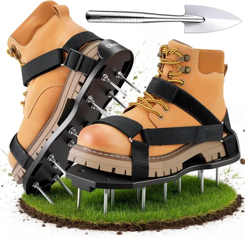 Vista 10 de Ohuhu Zapatos Aireadores de Césped para Hierba: Zapatos de Aireación de Instalación Gratuita con Pala de Acero Inoxidable, Sandalias Aireadoras