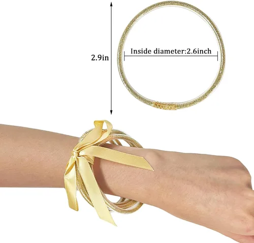 Vista 8 de Pulseras de purpurina con relleno de gelatina, ligeras y lindas pulseras de silicona, los mejores regalos para mujeres y niñas, cumpleaños, día